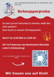 Flyer Schnupperprobe JugendorchesterMV Müschede