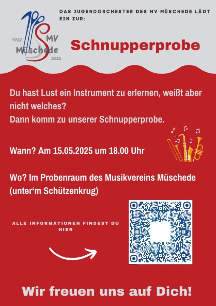 Flyer Schnupperprobe JugendorchesterMV Müschede